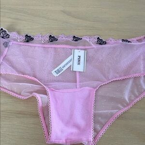 PINK Sheer Lace Trim Hipster Panty in Light Pink